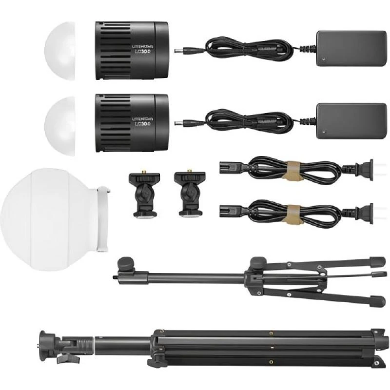 Kit Led Godox Litemons LC-30D-K2 + Difusor + 2 Tripodes