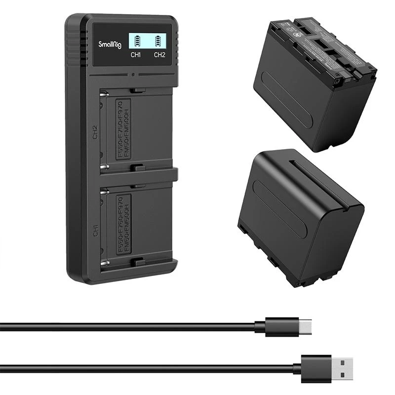Kit SmallRig 3823  Carregador Duplo + 2 Baterias NP-F970 (7800mAh)