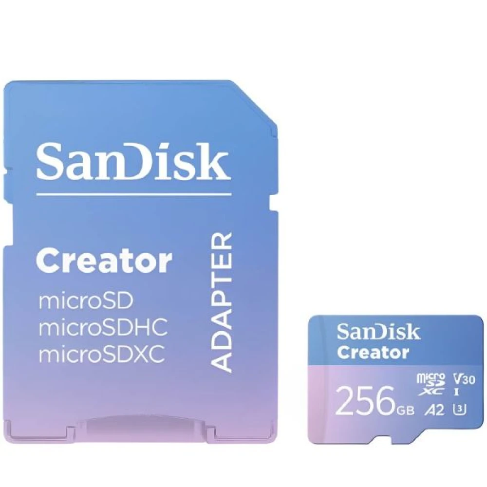 Mem Micro 256GB Sandisk Creator 190/130MB 4K SDSQXAV-256G- GN6MS