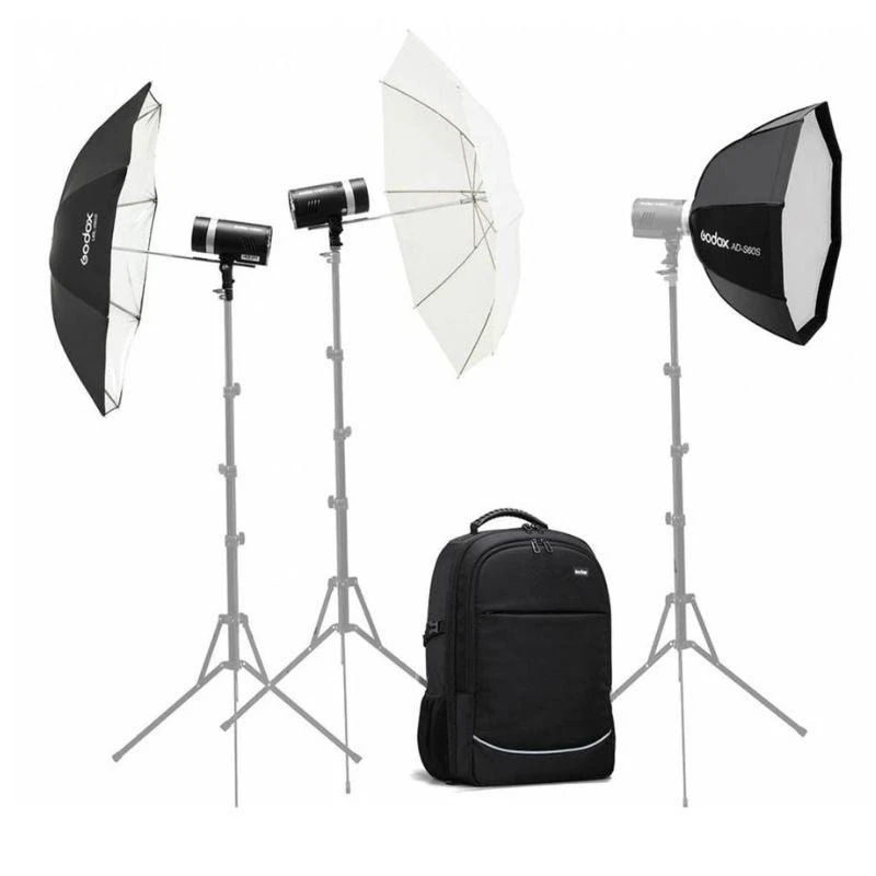 Kit Flash Godox AD300 Pro Dual con Octa Softbox , Mochila , Sombrinha (Sin trípode)