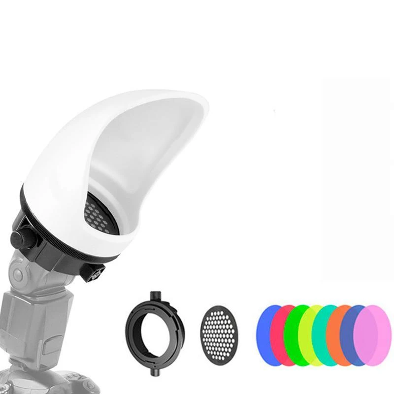 Difusor Lensgo D15 P/Flash Con Adaptador/Filtros De Cor/Honeycomb 