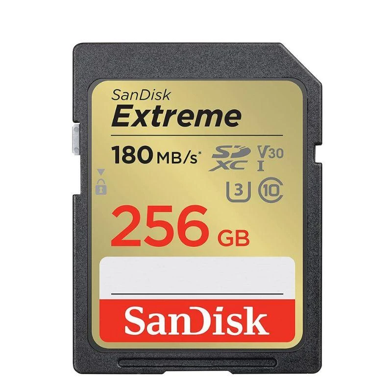 Cartão De Memoria SD SanDisk Extreme 180-130 MB/s C10 U3 V30 256 GB (SDSDXVV-256G-GNCIN)