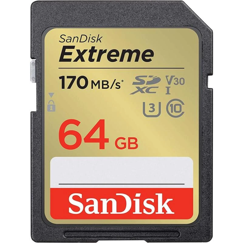 Cartão De Memoria SD SanDisk 64GB / 170-80 MB/S C10 U3 V30
