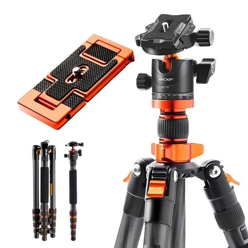 Tripé De Fibra De Carbono K&F D255C4+Bh-28L Com Suporte Para Celular