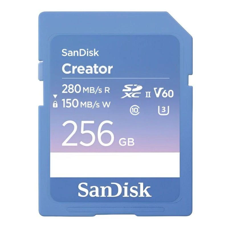 Memória SD SanDisk Creator 280-150 MB/s UHS-II U3 V60 6K 256 GB (SDSDXEP-256G-GNCIS) 