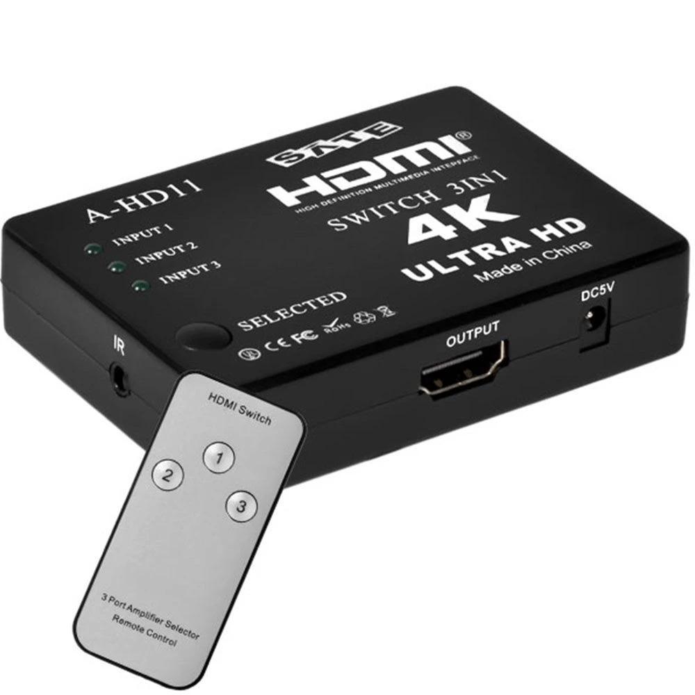 HDMI Switch Satellite 4K A-HD11 3 en 1 - (Preto)
