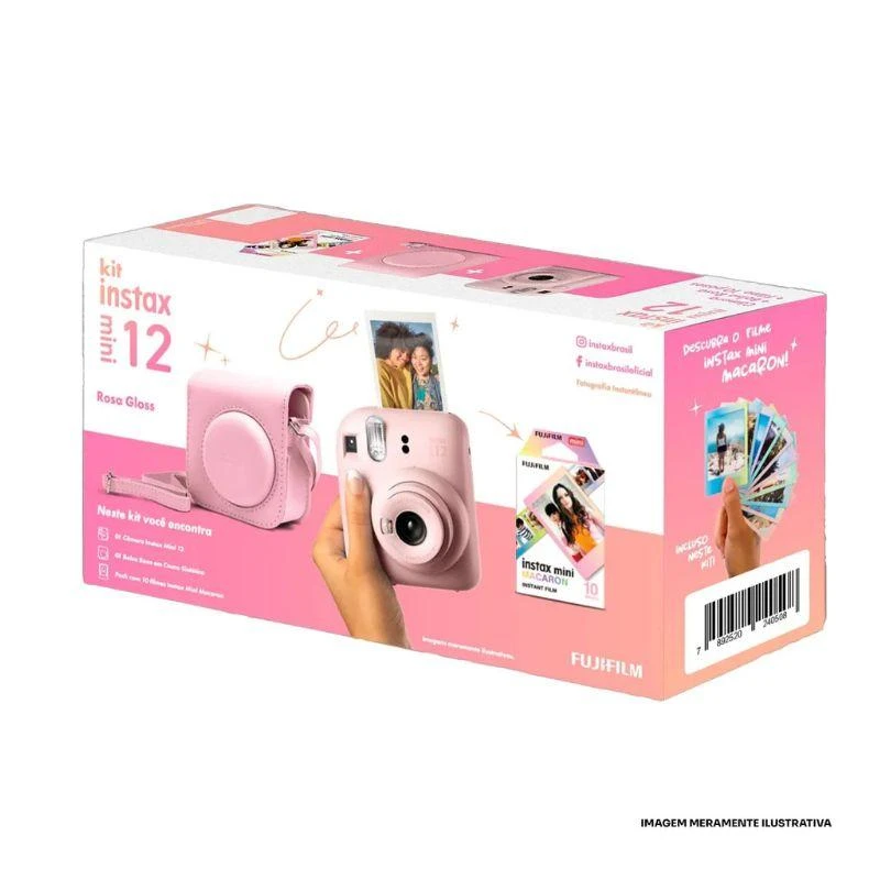 Camara Kit Instax Mini 12 Rosa Gloss