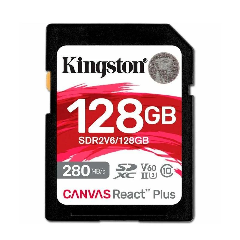 Cartao De Memoria SD Kingston Canvas React Plus 128GB 280Mbs - SDR2V6/128GB V60