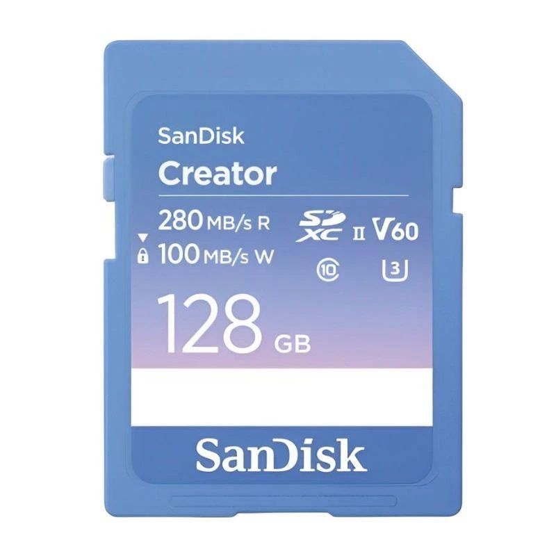 Cartão De Memoria SD SanDisk Creator 280-100 MB/s UHS-II U3 V60 6K 128 GB (SDSDXEP-128G-GNCIS)